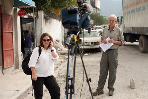 Sarah Corp and Jon Snow covering the Haiti earthquake in 2010.
